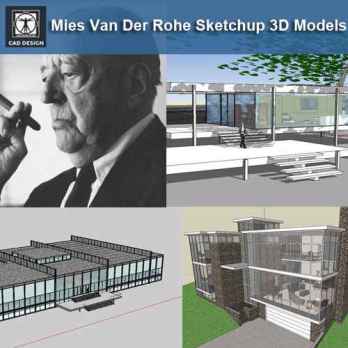 💎17 Projects of Mies Van Der Rohe Architecture Sketchup 3D Models