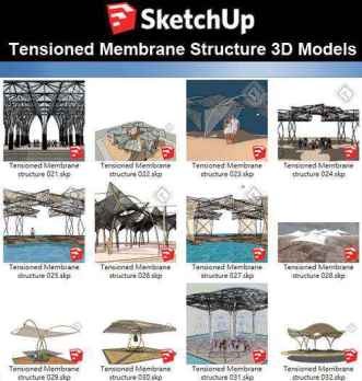 【Sketchup 3D Models】19 Types of Tensioned Membrane Structure Sketchup Models V.2