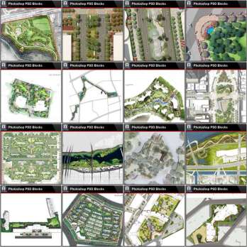 ★Best 18 Types of Residential Landscape PSD color plans Bundle (Total 2.25GB PSD Files -Recommanded!!💎💎)