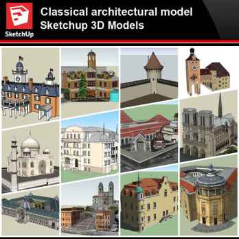 💎【Sketchup Architecture 3D Projects】European Classical Architecture  Sketchup 3D Models V3